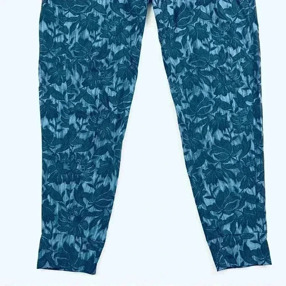 Athleta Trekke North Blue Floral Drawstring Mid-Rise Full Length Jogger Size 4 - Picture 7 of 15